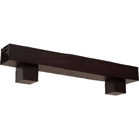 Ekena Millwork Kit w/ Alamo Corbels, Premium Cherry, 6"H x 6"D x 72"W Rough Cedar Faux Wood Fireplace ManteL MANURC06X06X72AOZY